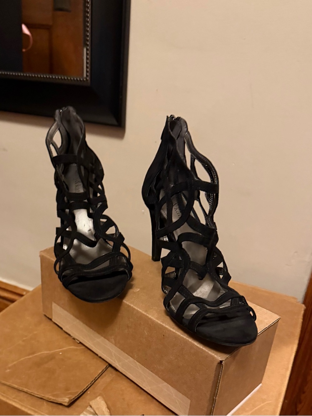 Women's Black High Heel Sandals - Stylish Evening Shoes